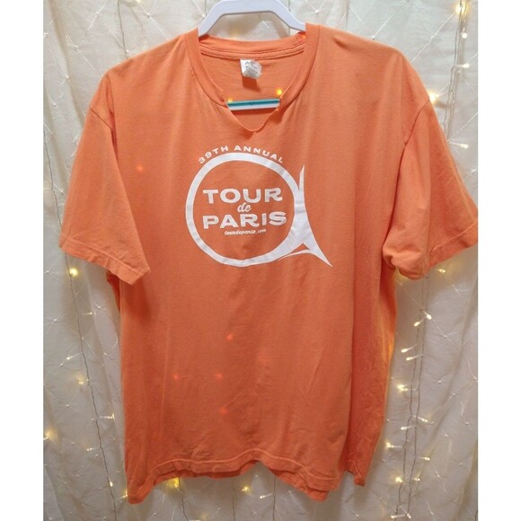 TULTEX 39TH ANNUAL TOUR DE PARIS WOMANS XL PEACH SHORT SLEEVE T-SHIRT TRAVEL - Picture 1 of 6